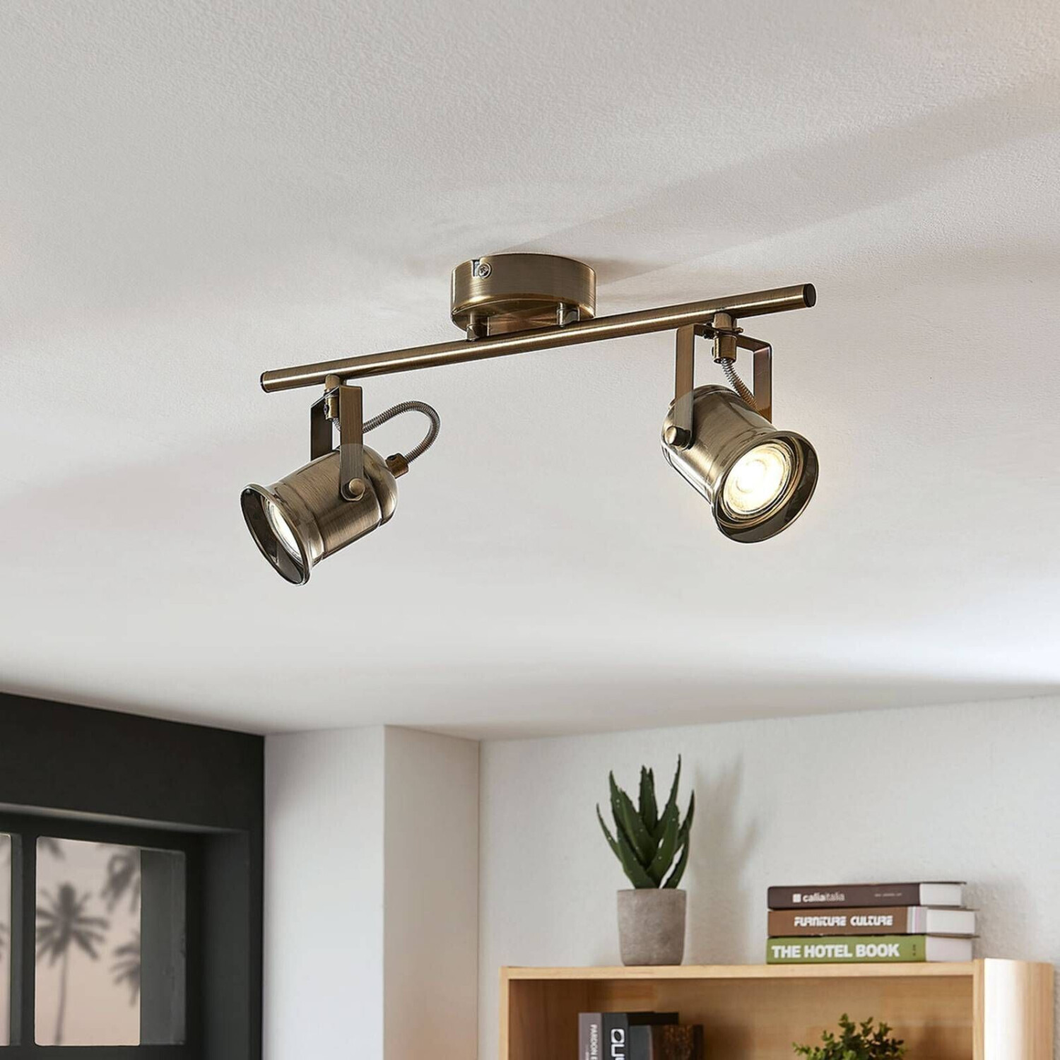 Lindby Anze ceiling spotlight in antique brass