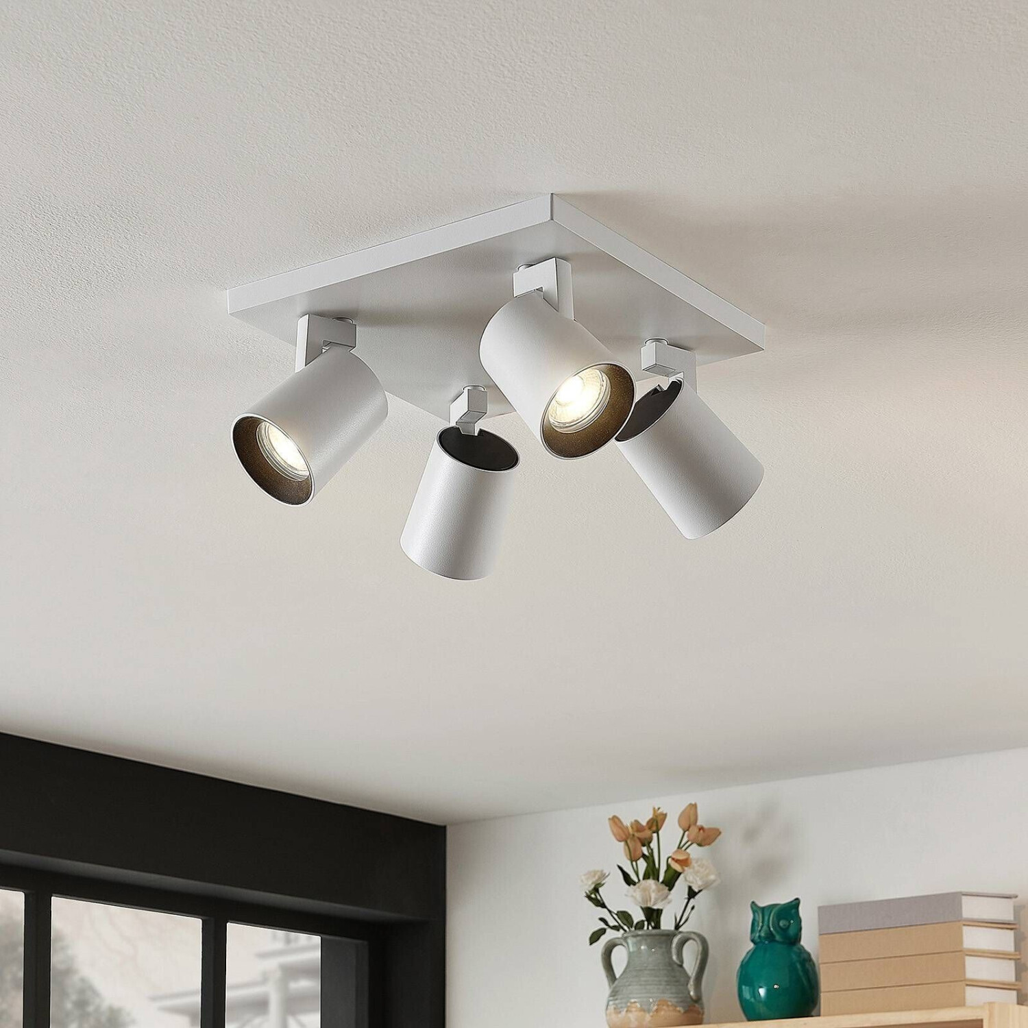 Arcchio Iavo ceiling spotlight, square, white, 4-bulb.