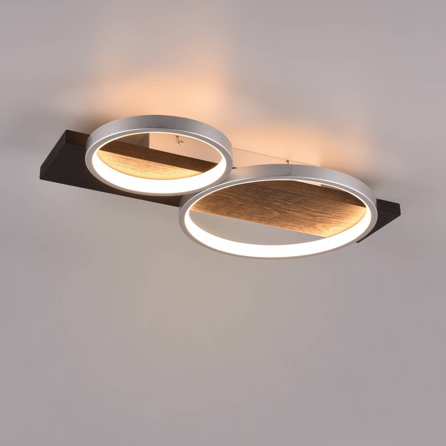 Trio Medera LED ceiling light, two-bulb, titanium