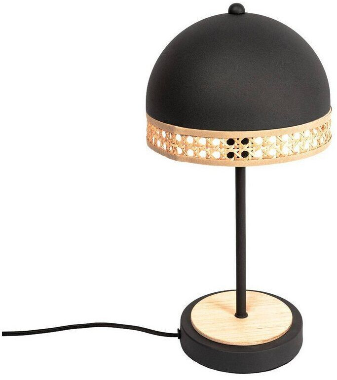 Lindby Lonnaris table lamp with rattan, black
