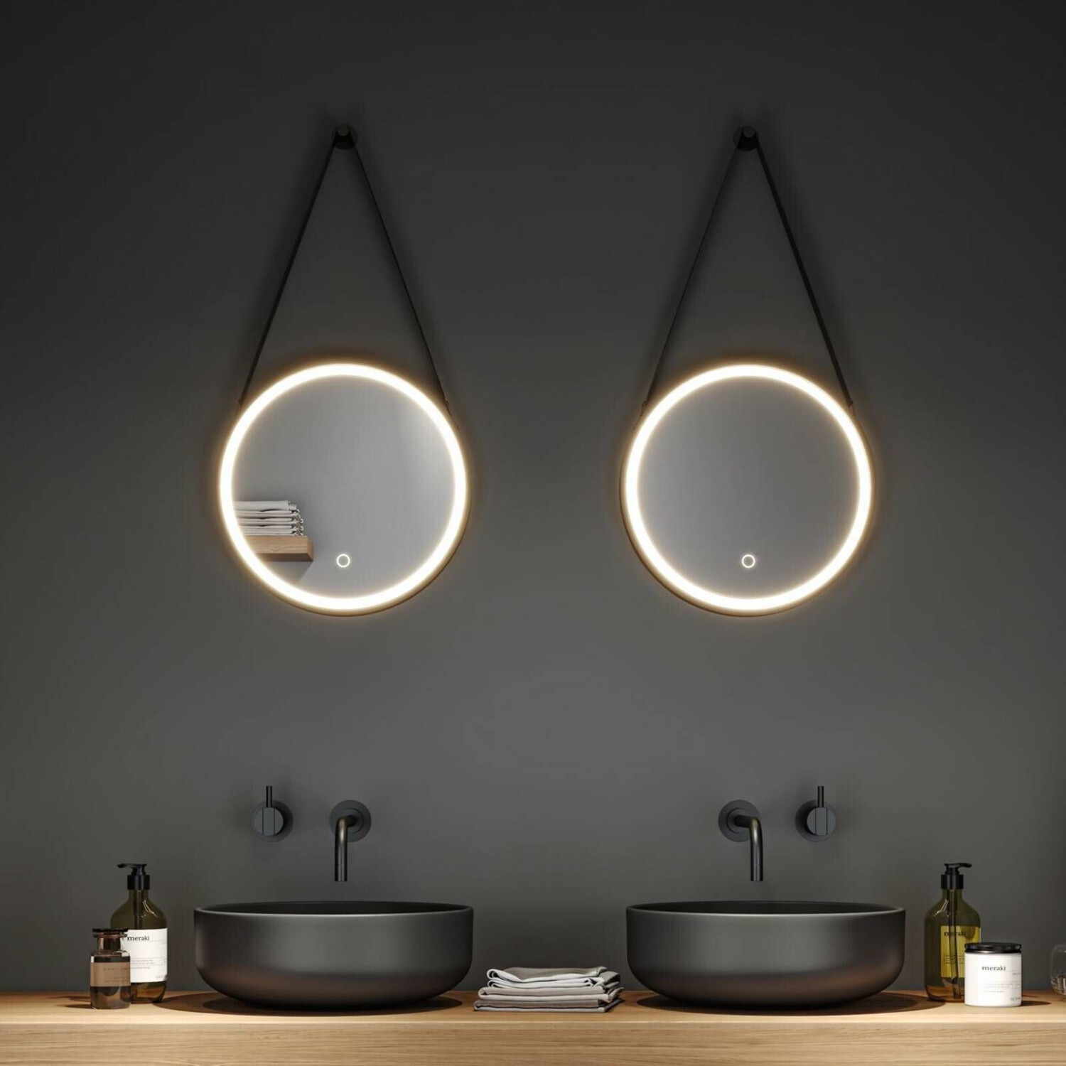 Paulmann Miro LED hanging mirror CCT Ø40cm Framelight