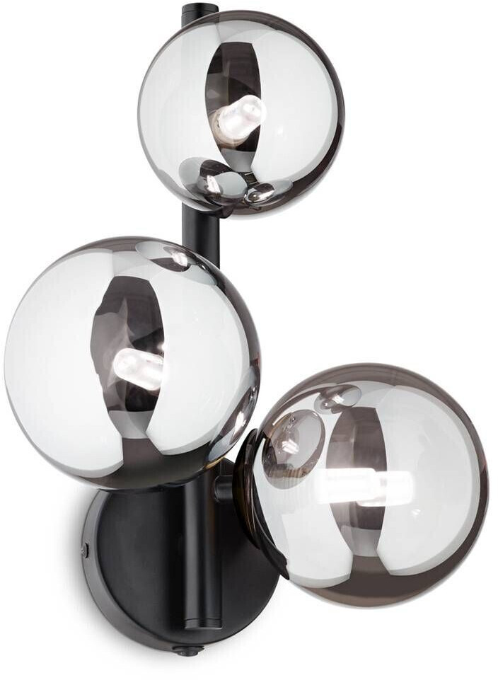 IDEAL LUX Perlage wall lamp 3-bulb black/black