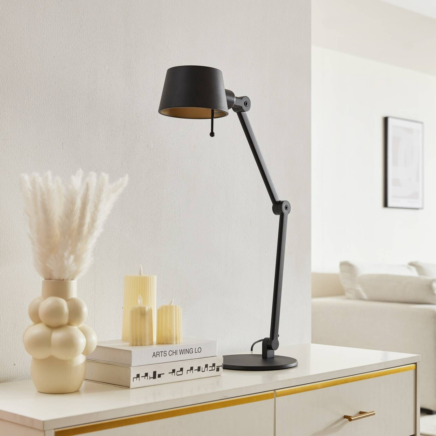 Lucande Silka table lamp, adjustable, black
