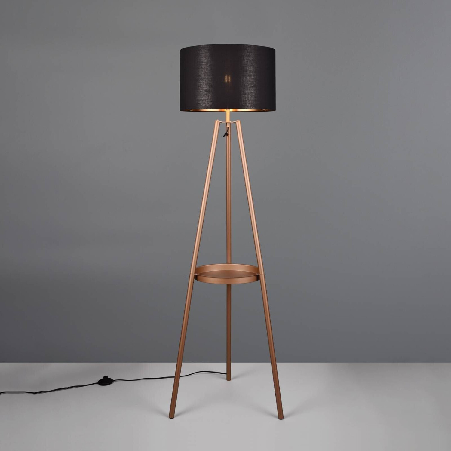 Trio Colette floor lamp with tripod base, coffee/black