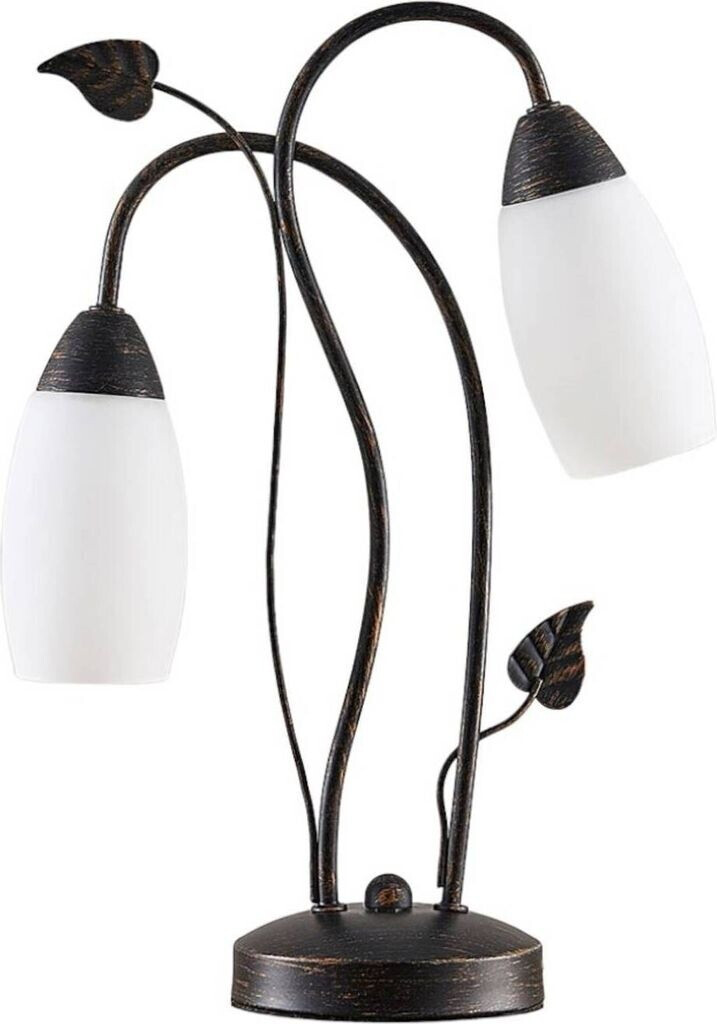 Lindby Stefania table lamp, black/gold, glass, E14, 40 cm