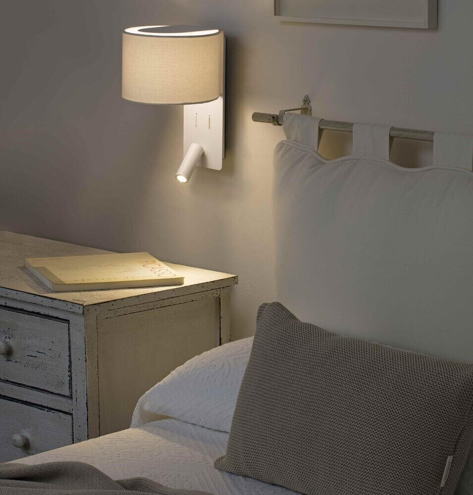 Faro Barcelona Fold wall light with LED reading light, white