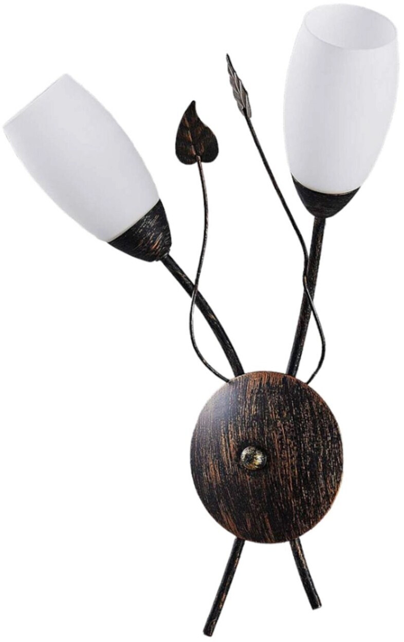 Lindby Stefania wall light, black/gold, glass, E14, 42.5cm