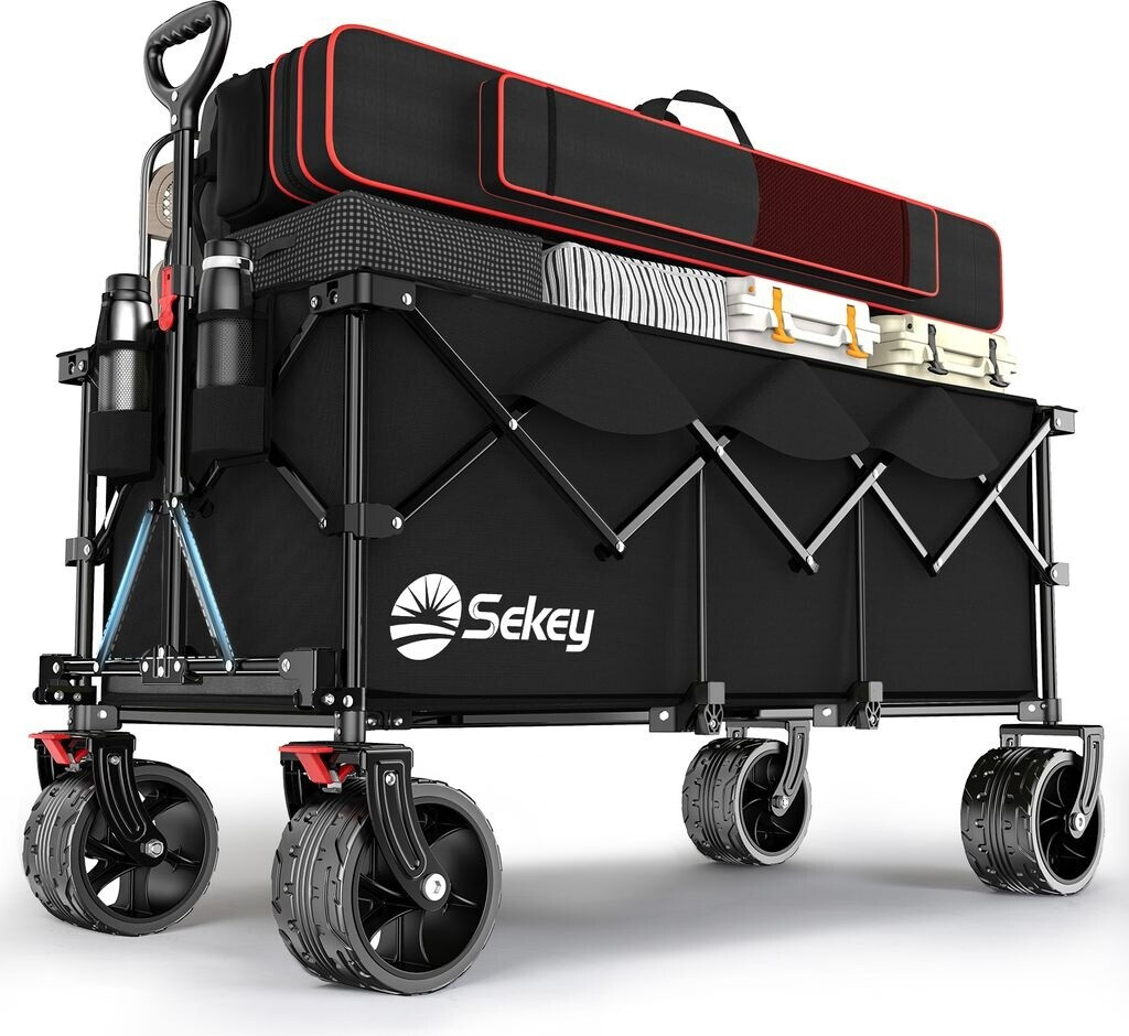 Sekey XXXL Bolderkar Opvouwbaar 300L 200KG, Verlengd Model met 17x10 cm All-Terrain Wielen, Gepatenteerd 4-weg Direct Opbouwsysteem, grijs