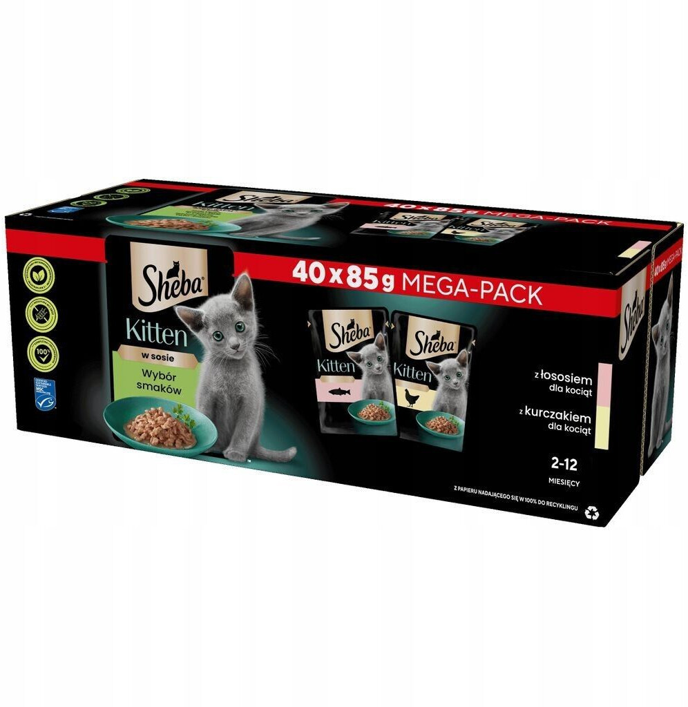 Sheba Fine variety Mega-Pack Kitten in sauce with salmon, with chicken 40x85 g