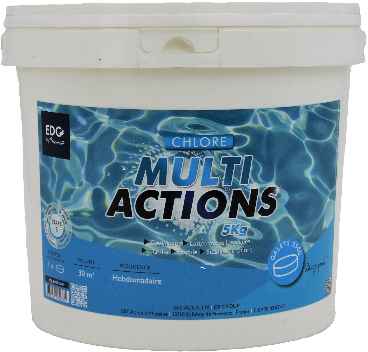 Aqualux Chlore multi-actions galets 250 g - 5 kg