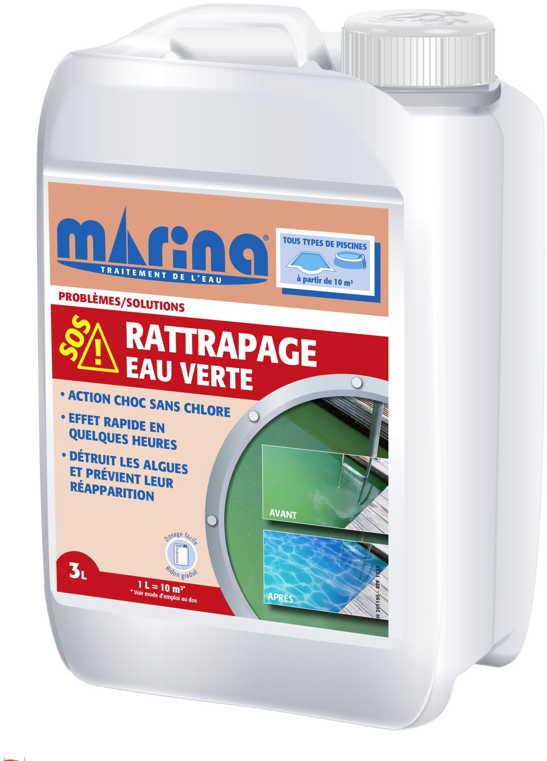 Marina SOS Rattrapage Eau Verte Choc sans chlore - 3 L