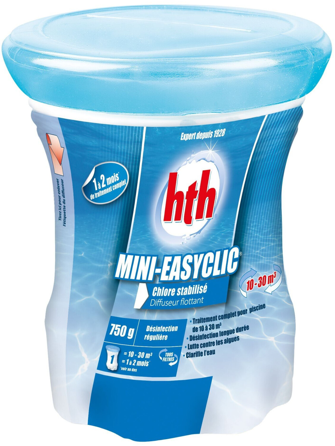 HTH Mini EASYCLIC CHLORE - Diffuseur flottant 10-30m3 - 750 g
