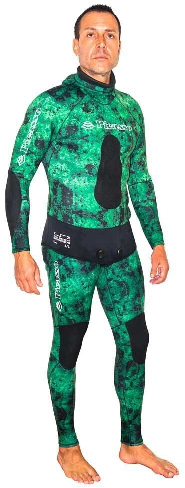 Picasso Posidonia With Braces Spearfishing Wetsuit 7 Mm (MERFATPOA7) green