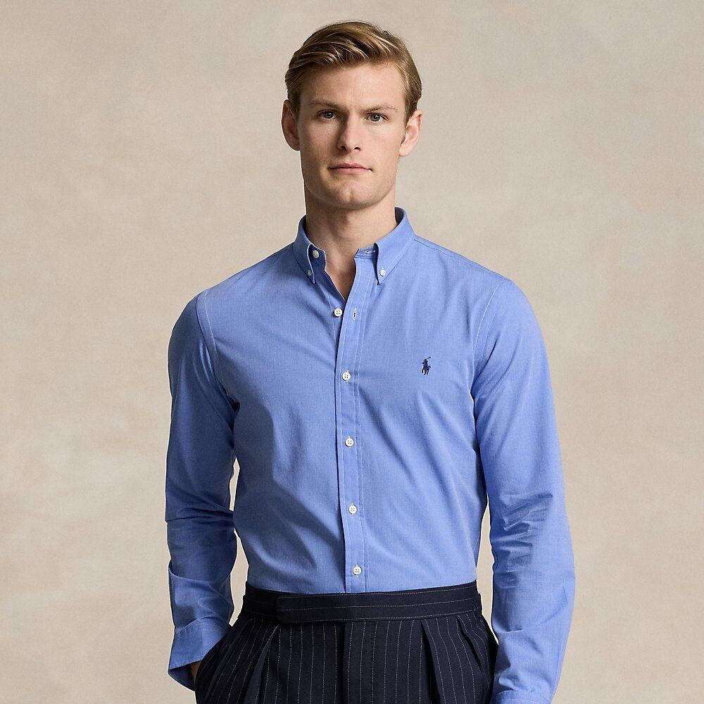 Polo Ralph Lauren Slim-fit fil-à-fil shirt with stretch blue (654963)