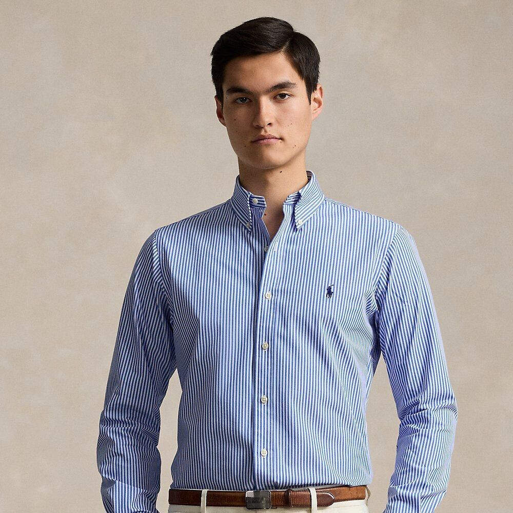 Polo Ralph Lauren Striped custom-fit shirt made of poplin blue (661402)