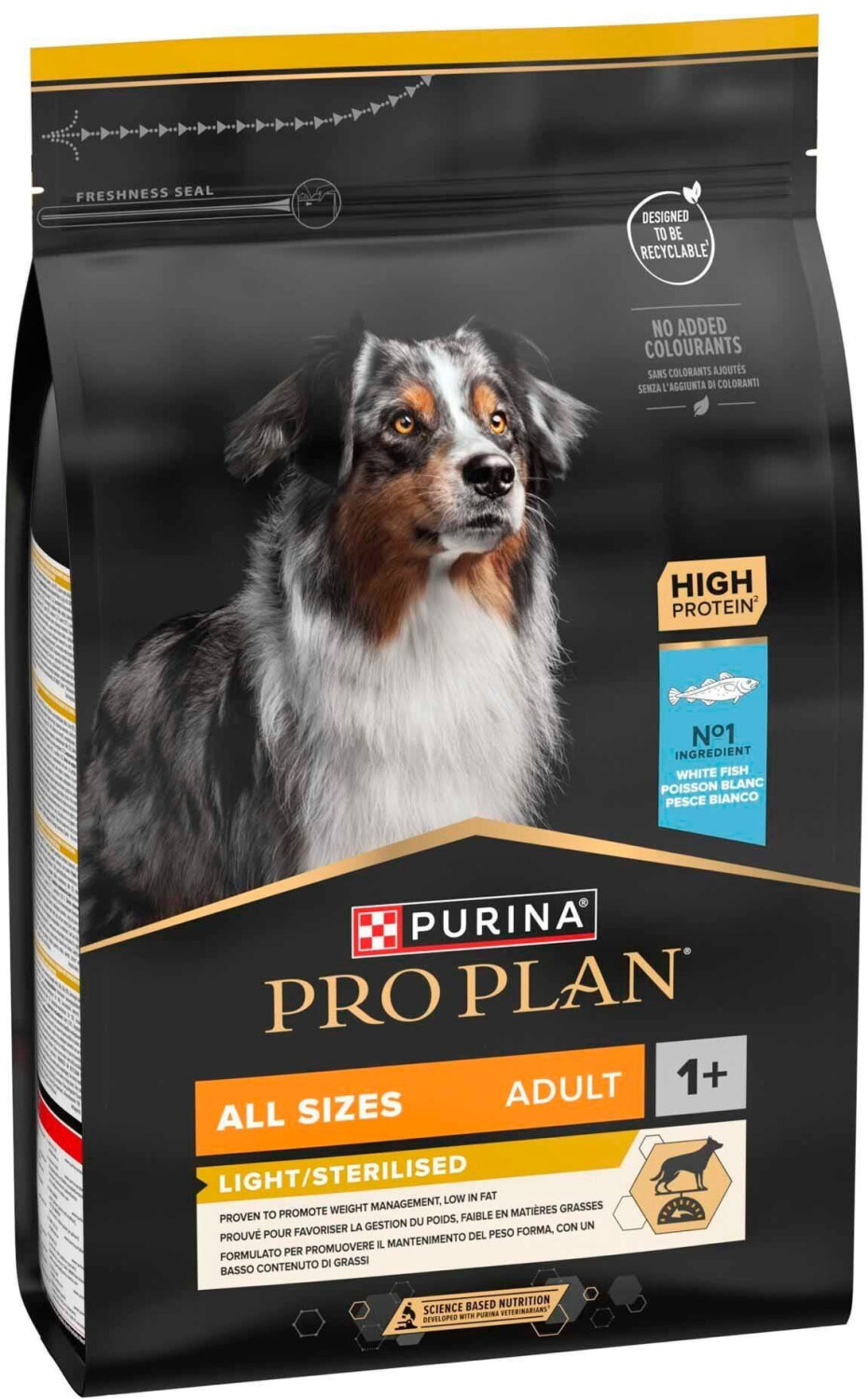 Purina Pro Plan All Sizes Adult Dog Light/Sterilised croquettes pour chien poisson blanc (14 kg)