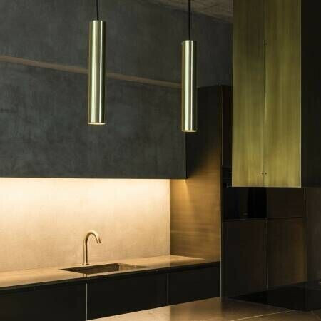 Faro 43756 hanging light STAN GU10 5W aluminum satin gold H: 183cm Ø6cm dimmable