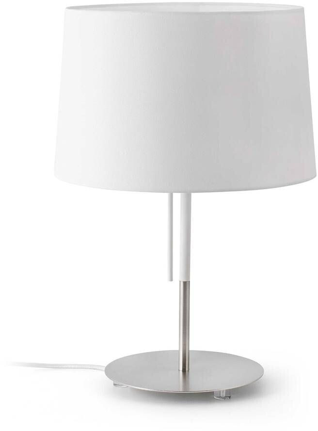 Faro 20025 table lamp VOLTA E27 15W steel matt white, textile white L:31cm H:45cm dimmable