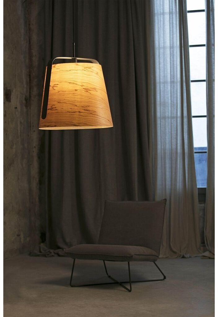 Faro 29848 hanging light STOOD E27 15W steel matt black, wood cherry H: 252cm Ø50cm dimmable