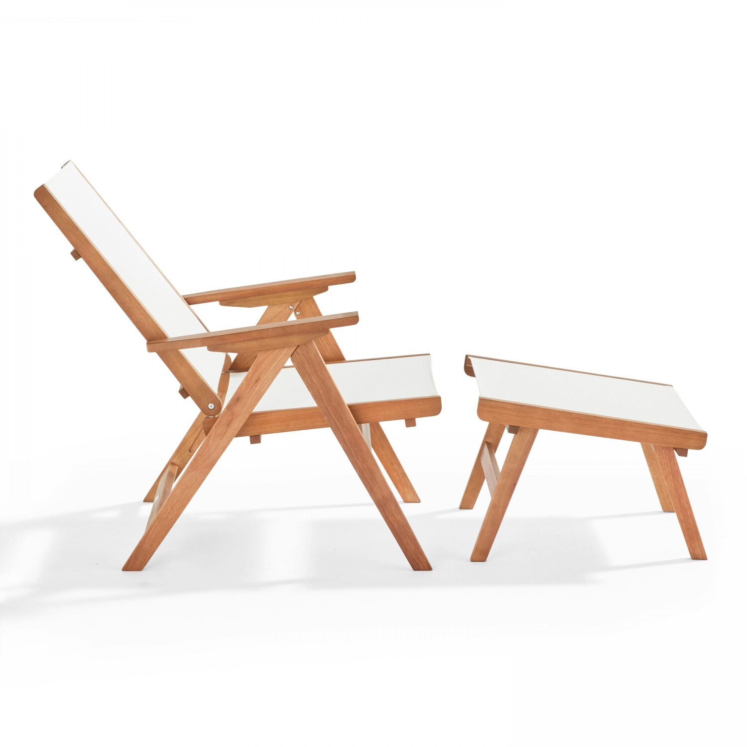 Oviala Fauteuil relax et repose-pieds en bois