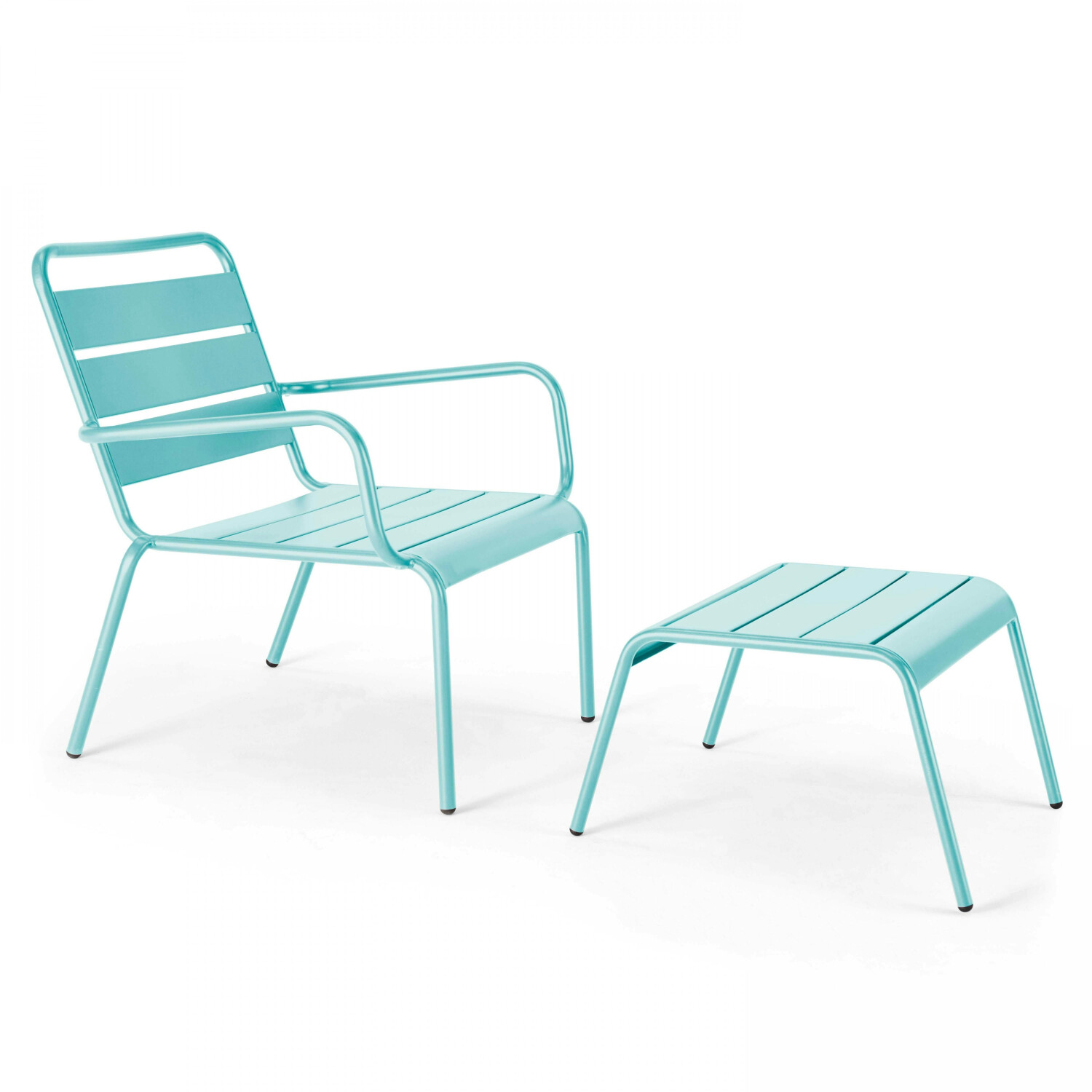 Oviala Fauteuil Relax et repose pied en métal