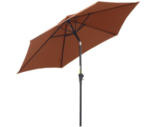 Outsunny Market umbrella with hand crank Alu 180/㎡ Polyester Brown