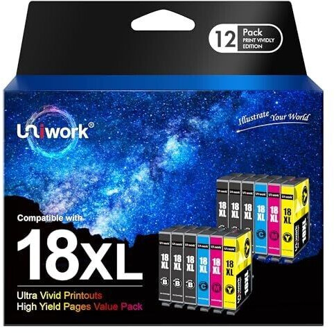 Uniwork Ink for Epson 18XL 12 Pack