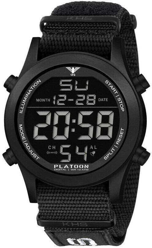 KHS PLABSS.NXT7 - Orologio Da Uomo Al Quarzo | Cassa In Acciaio Nero, Cinturino In Nylon E Quadrante Nero