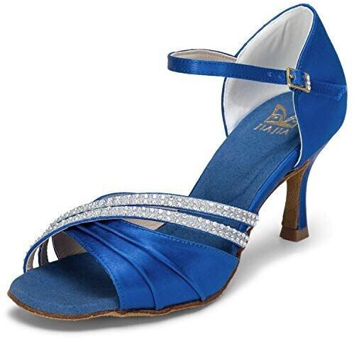 Jia Jia 20524 Women's Sandals Flared Heel Super-Satin Latin Rhinestone Dance Shoes blue