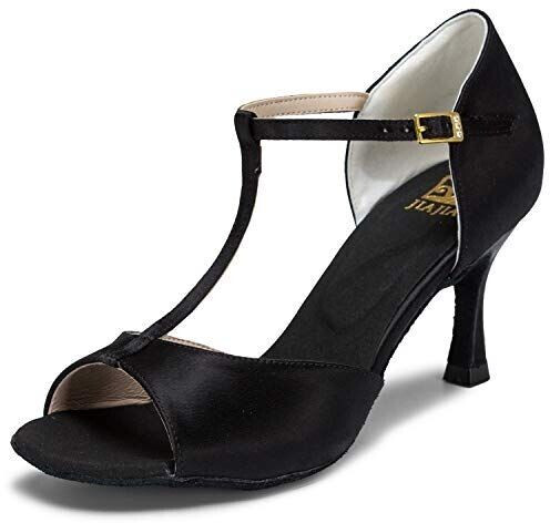 Jia Jia 20511 Women's Sandals Flared Heel Super-Satin Black