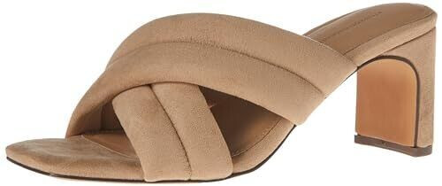 Amazon Essentials Crossed Sandal with Heel brown faux suede