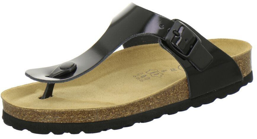 AFS Leather Flip-Flops with Footbed black patent leather