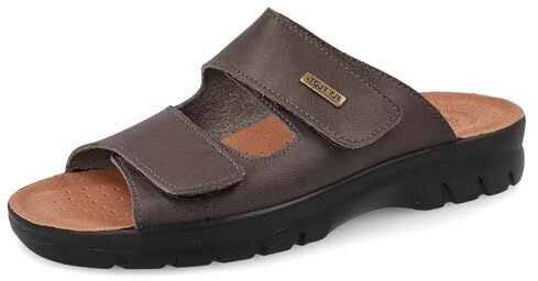 Fly Flot Slippers brown leather double strap leather footbed
