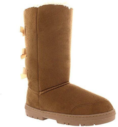 Holly Women's Shoes Triplet Bow Fur Snow Rain Winter Fur light tan LTA39 AEA0308