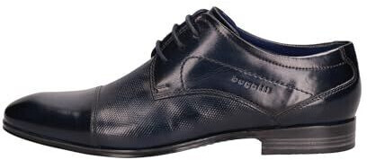 Bugatti Classic leather business half shoe derby with cap and perforation dark blue