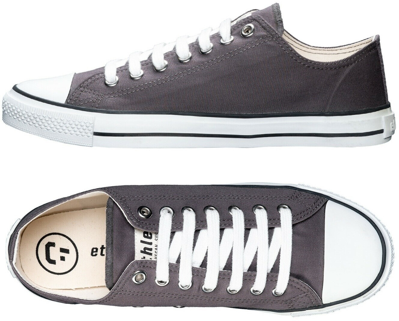 Ethletic Fair Trainer White Cap Lo Cut pewter grey just white