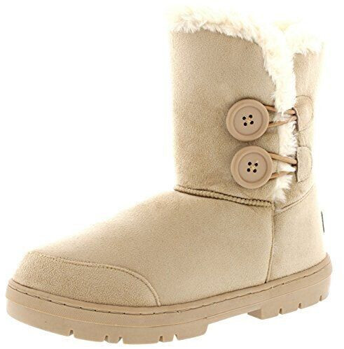 Holly Triplet Button Fur Snow Rain Winter Fur beige