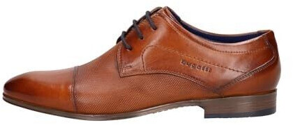 Bugatti Business Half Shoe made of leather Derby with cross cap and elegant line design cognac