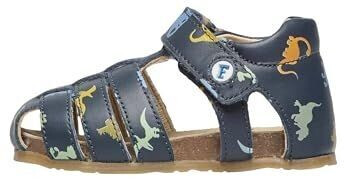 Falcotto ALBY Half-closed Leather Sandals with Dinosaur Print blue