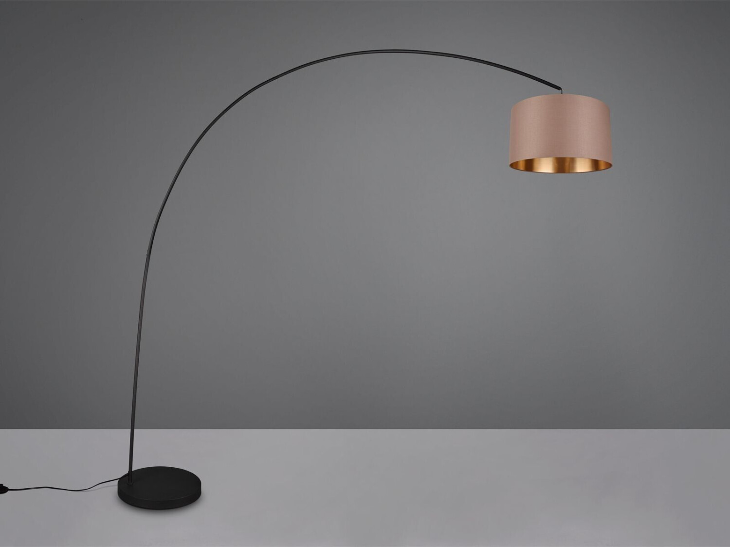Trio Arc lamp MANSUR metal black, 210cm high