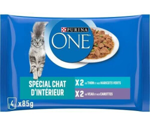 Purina One Indoor Cat Wet Food tuna green beans and calf carrots 4 x 85 g ab 16 29 Preisvergleich bei idealo