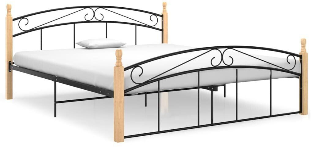 vidaXL Bed frame metal and solid oak wood 160x200cm (324929)