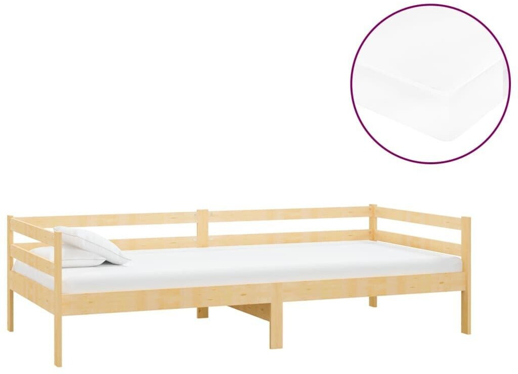 vidaXL Day bed with mattress solid pine wood 90x200cm (3083574)