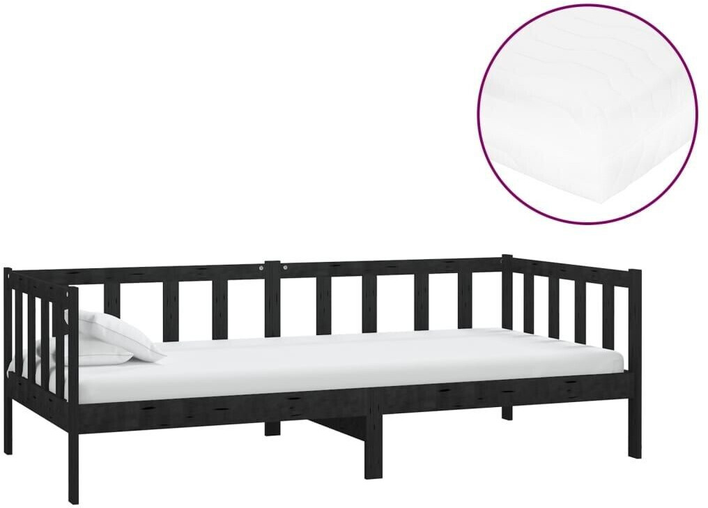 vidaXL Day bed with mattress solid pine wood 90x200cm (3083613)