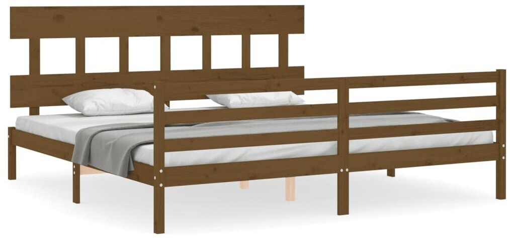 vidaXL Solid wood bed with headboard 200x200cm (3195179)