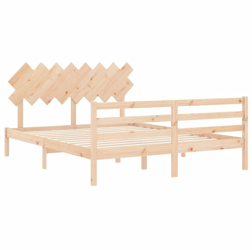 vidaXL Solid wood bed with headboard 160x200cm (3195296)