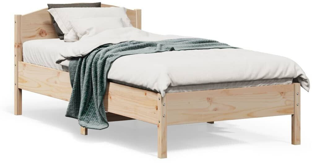 vidaXL Solid wood bed with headboard pine 90x190cm (842622)