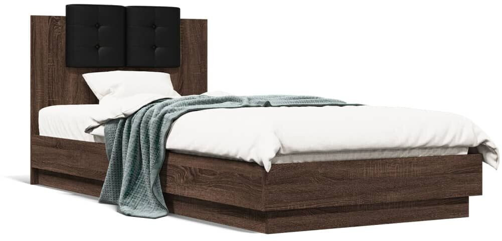 vidaXL Bed frame with headboard and LED lights 90x200cm (3210037)