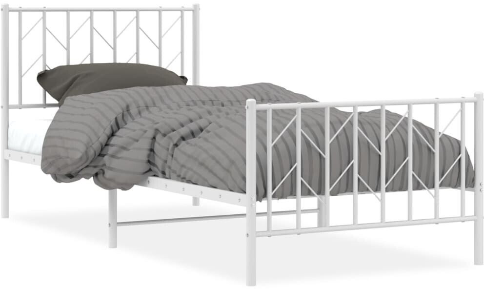 vidaXL Bed frame with head and footboard metal 90x200cm (374497)