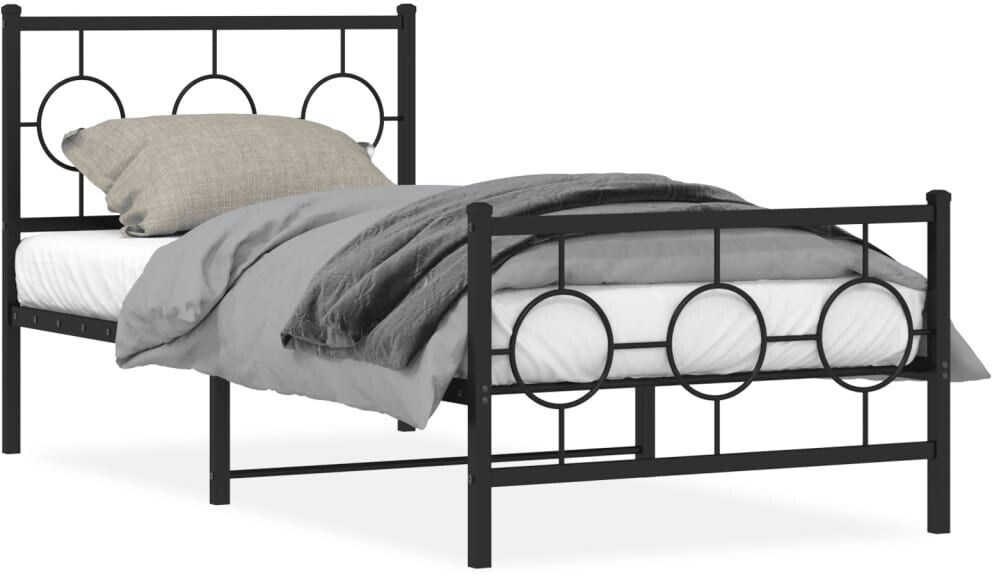 vidaXL Bed frame with head and footboard metal 90x190cm (376236)